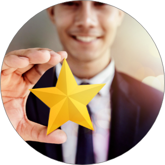 Man holding gold star